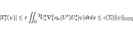 \begin{displaymath}
\vert T_2^\varepsilon (\psi)\vert
\leq
\varepsilon \int\hspa...
...x\vert\psi\vert dtdx
\leq
c(\Sigma)\Vert\psi\Vert _{C(\Omega)}
\end{displaymath}