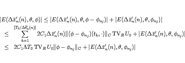 \begin{eqnarray*}\lefteqn{\vert E(\Delta\bar{x}'_n(n),\theta,\phi)\vert
\leq
...
...\Vert _{C}
+\vert E(\Delta\bar{x}'_n(n),\theta,\phi_{n_j})\vert \end{eqnarray*}