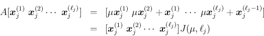 \begin{eqnarray*}A[\mbox{\boldmath$x$}^{(1)}_{j}\ \mbox{\boldmath$x$}^{(2)}_{j}\...
...2)}_{j}\cdots\ \mbox{\boldmath$x$}^{(\ell_j)}_{j}]
J(\mu,\ell_j)\end{eqnarray*}