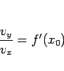 \begin{displaymath}
\frac{v_y}{v_x}=f'(x_0)\end{displaymath}