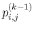 $p^{(k-1)}_{i,j}$