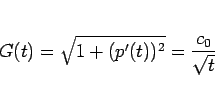 \begin{displaymath}
G(t) = \sqrt{1+(p'(t))^2} = \frac{c_0}{\sqrt{t}}\end{displaymath}