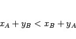 \begin{displaymath}
x_A+y_B<x_B+y_A\end{displaymath}