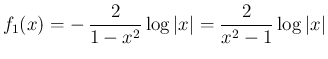 $\displaystyle
f_1(x)
= -\,\frac{2}{1-x^2}\log\vert x\vert
= \frac{2}{x^2-1}\log\vert x\vert$
