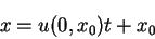 \begin{displaymath}
x=u(0,x_0)t+x_0
\end{displaymath}