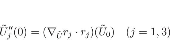 \begin{displaymath}
\tilde{U}_j''(0)=(\nabla_{\tilde{U}}r_j\cdot r_j)(\tilde{U}_0)
\hspace{1zw}(j=1,3)
\end{displaymath}