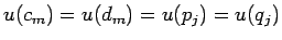 $u(c_m)=u(d_m)=u(p_j)=u(q_j)$