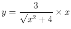 $\displaystyle y = \frac{3}{\sqrt{x^2+4}}\times x
$