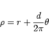 \begin{displaymath}
\rho=r+\frac{d}{2\pi}\theta\end{displaymath}