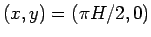 $(x,y)=(\pi H/2, 0)$