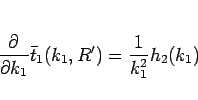 \begin{displaymath}
\frac{\partial}{\partial k_1}\bar{t}_1(k_1,R') = \frac{1}{k_1^2} h_2(k_1)\end{displaymath}