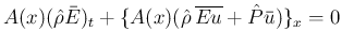 $\displaystyle
A(x)(\hat{\rho}\bar{E})_t
+ \{A(x)(\hat{\rho}\,\overline{Eu}+\hat{P}\bar{u})\}_x = 0$