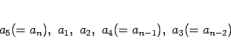 \begin{displaymath}
a_5(=a_n), a_1, a_2, a_4(=a_{n-1}), a_3(=a_{n-2})
\end{displaymath}