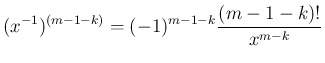 $\displaystyle (x^{-1})^{(m-1-k)} = (-1)^{m-1-k}\frac{(m-1-k)!}{x^{m-k}}
$
