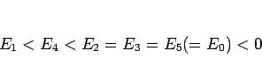 \begin{displaymath}
E_1<E_4<E_2=E_3=E_5(=E_0)<0
\end{displaymath}
