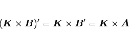 \begin{displaymath}
(\mbox{\boldmath$K$}\times\mbox{\boldmath$B$})'=\mbox{\boldm...
...x{\boldmath$B$}'
=\mbox{\boldmath$K$}\times\mbox{\boldmath$A$}
\end{displaymath}