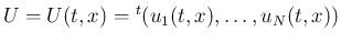 $U=U(t,x)={}^t(u_1(t,x),\ldots,u_N(t,x))$