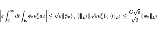\begin{displaymath}
\left\vert\varepsilon \int_0^\infty dt\int_{\mbox{\scriptsiz...
...eq\frac{C\sqrt{\varepsilon }}{\sqrt{2}}\Vert\phi_x\Vert _{L^2}
\end{displaymath}