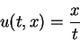 \begin{displaymath}
u(t,x)=\frac{x}{t}
\end{displaymath}