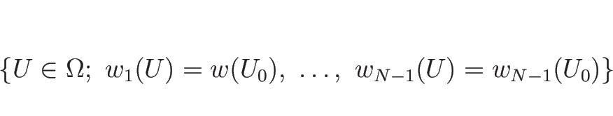 \begin{displaymath}
\{U\in\Omega; \ w_1(U)=w(U_0),\ \ldots,\ w_{N-1}(U)=w_{N-1}(U_0)\}\end{displaymath}